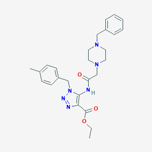 molecular formula C26H32N6O3 B502555 ethyl 5-{[(4-benzyl-1-piperazinyl)acetyl]amino}-1-(4-methylbenzyl)-1H-1,2,3-triazole-4-carboxylate 