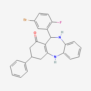 molecular formula C25H20BrFN2O B5025550 11-(5-bromo-2-fluorophenyl)-3-phenyl-2,3,4,5,10,11-hexahydro-1H-dibenzo[b,e][1,4]diazepin-1-one 