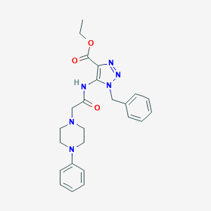 molecular formula C24H28N6O3 B502556 ethyl 1-benzyl-5-{[(4-phenyl-1-piperazinyl)acetyl]amino}-1H-1,2,3-triazole-4-carboxylate 