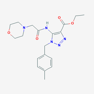 molecular formula C19H25N5O4 B502557 ethyl 1-(4-methylbenzyl)-5-[(4-morpholinylacetyl)amino]-1H-1,2,3-triazole-4-carboxylate 
