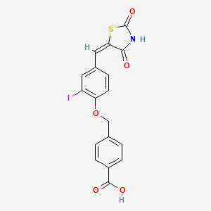 4-({4-[(2,4-dioxo-1,3-thiazolidin-5-ylidene)methyl]-2-iodophenoxy}methyl)benzoic acid