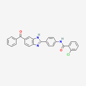 molecular formula C27H18ClN3O2 B5025606 N-[4-(5-benzoyl-1H-benzimidazol-2-yl)phenyl]-2-chlorobenzamide 