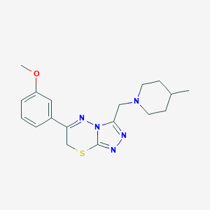 molecular formula C18H23N5OS B502562 methyl 3-{3-[(4-methyl-1-piperidinyl)methyl]-7H-[1,2,4]triazolo[3,4-b][1,3,4]thiadiazin-6-yl}phenyl ether 