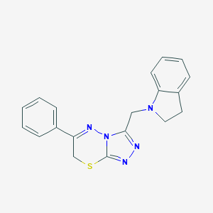 molecular formula C19H17N5S B502565 3-(2,3-dihydro-1H-indol-1-ylmethyl)-6-phenyl-7H-[1,2,4]triazolo[3,4-b][1,3,4]thiadiazine 