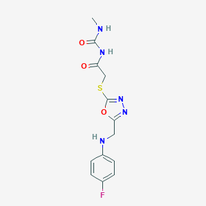 molecular formula C13H14FN5O3S B502567 N-[({5-[(4-fluoroanilino)methyl]-1,3,4-oxadiazol-2-yl}sulfanyl)acetyl]-N'-methylurea 