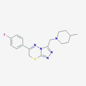 molecular formula C17H20FN5S B502574 6-(4-fluorophenyl)-3-[(4-methyl-1-piperidinyl)methyl]-7H-[1,2,4]triazolo[3,4-b][1,3,4]thiadiazine 