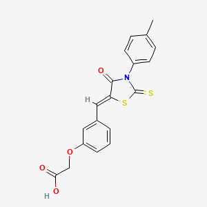 molecular formula C19H15NO4S2 B5025755 (3-{[3-(4-methylphenyl)-4-oxo-2-thioxo-1,3-thiazolidin-5-ylidene]methyl}phenoxy)acetic acid 