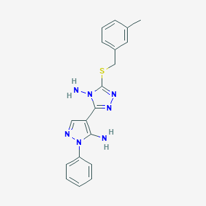 molecular formula C19H19N7S B502583 4-{4-amino-5-[(3-methylbenzyl)sulfanyl]-4H-1,2,4-triazol-3-yl}-1-phenyl-1H-pyrazol-5-ylamine 