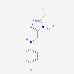 molecular formula C10H12ClN5S B502584 N-{[4-amino-5-(methylsulfanyl)-4H-1,2,4-triazol-3-yl]methyl}-N-(4-chlorophenyl)amine 