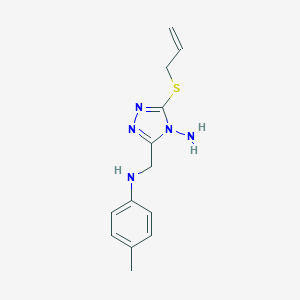 molecular formula C13H17N5S B502585 N-{[5-(allylsulfanyl)-4-amino-4H-1,2,4-triazol-3-yl]methyl}-N-(4-methylphenyl)amine 