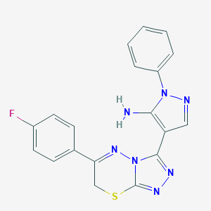 molecular formula C19H14FN7S B502586 4-[6-(4-fluorophenyl)-7H-[1,2,4]triazolo[3,4-b][1,3,4]thiadiazin-3-yl]-1-phenyl-1H-pyrazol-5-ylamine 