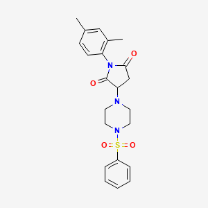 molecular formula C22H25N3O4S B5025874 1-(2,4-dimethylphenyl)-3-[4-(phenylsulfonyl)-1-piperazinyl]-2,5-pyrrolidinedione 