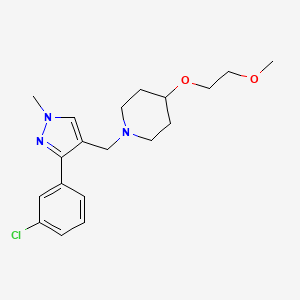 molecular formula C19H26ClN3O2 B5025911 1-{[3-(3-chlorophenyl)-1-methyl-1H-pyrazol-4-yl]methyl}-4-(2-methoxyethoxy)piperidine 