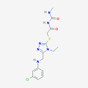molecular formula C15H19ClN6O2S B502593 N-[({5-[(3-chloroanilino)methyl]-4-ethyl-4H-1,2,4-triazol-3-yl}sulfanyl)acetyl]-N'-methylurea 