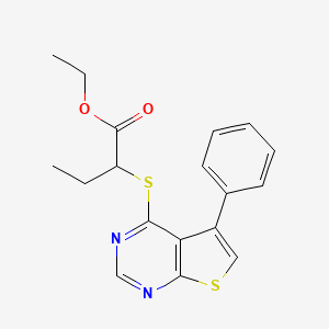 molecular formula C18H18N2O2S2 B5025935 ethyl 2-[(5-phenylthieno[2,3-d]pyrimidin-4-yl)thio]butanoate 