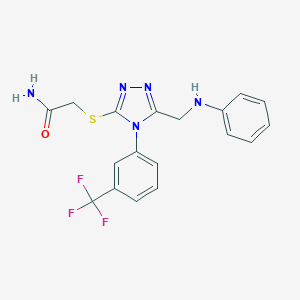 molecular formula C18H16F3N5OS B502594 2-({5-(anilinomethyl)-4-[3-(trifluoromethyl)phenyl]-4H-1,2,4-triazol-3-yl}sulfanyl)acetamide 