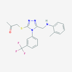 molecular formula C20H19F3N4OS B502596 1-({5-(2-toluidinomethyl)-4-[3-(trifluoromethyl)phenyl]-4H-1,2,4-triazol-3-yl}sulfanyl)acetone 