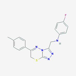 molecular formula C18H16FN5S B502605 N-(4-fluorophenyl)-N-{[6-(4-methylphenyl)-7H-[1,2,4]triazolo[3,4-b][1,3,4]thiadiazin-3-yl]methyl}amine 