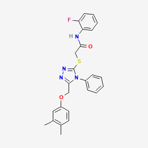 molecular formula C25H23FN4O2S B5026050 2-({5-[(3,4-dimethylphenoxy)methyl]-4-phenyl-4H-1,2,4-triazol-3-yl}thio)-N-(2-fluorophenyl)acetamide 