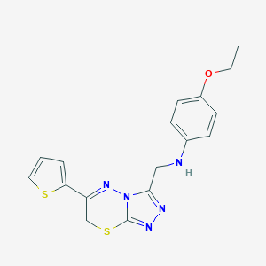 molecular formula C17H17N5OS2 B502607 4-ethoxy-N-{[6-(2-thienyl)-7H-[1,2,4]triazolo[3,4-b][1,3,4]thiadiazin-3-yl]methyl}aniline 