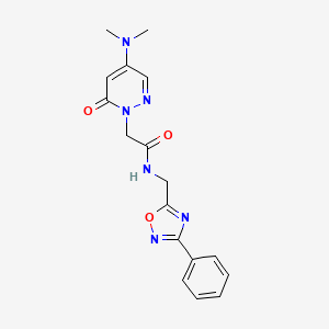 molecular formula C17H18N6O3 B5026077 2-[4-(dimethylamino)-6-oxo-1(6H)-pyridazinyl]-N-[(3-phenyl-1,2,4-oxadiazol-5-yl)methyl]acetamide 