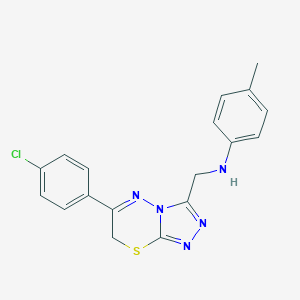 molecular formula C18H16ClN5S B502612 N-{[6-(4-chlorophenyl)-7H-[1,2,4]triazolo[3,4-b][1,3,4]thiadiazin-3-yl]methyl}-N-(4-methylphenyl)amine 