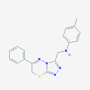 molecular formula C18H17N5S B502615 6-Phenyl-N-(4-methylphenyl)-7H-1,2,4-triazolo[3,4-b][1,3,4]thiadiazine-3-methanamine 