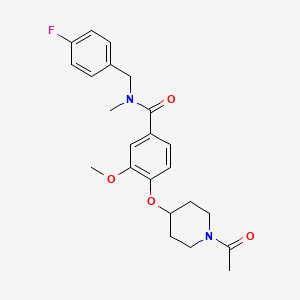 molecular formula C23H27FN2O4 B5026152 4-[(1-acetyl-4-piperidinyl)oxy]-N-(4-fluorobenzyl)-3-methoxy-N-methylbenzamide 