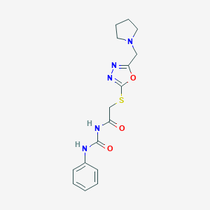 molecular formula C16H19N5O3S B502624 N-phenyl-N'-({[5-(1-pyrrolidinylmethyl)-1,3,4-oxadiazol-2-yl]sulfanyl}acetyl)urea 