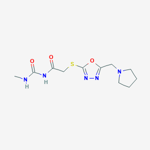 molecular formula C11H17N5O3S B502625 N-methyl-N'-({[5-(1-pyrrolidinylmethyl)-1,3,4-oxadiazol-2-yl]sulfanyl}acetyl)urea 