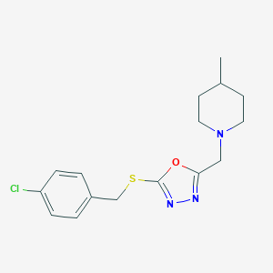 molecular formula C16H20ClN3OS B502628 4-Chlorobenzyl 5-[(4-methyl-1-piperidinyl)methyl]-1,3,4-oxadiazol-2-yl sulfide 