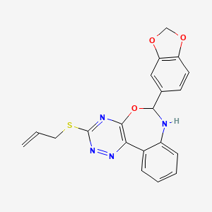 molecular formula C20H16N4O3S B5026292 3-(allylthio)-6-(1,3-benzodioxol-5-yl)-6,7-dihydro[1,2,4]triazino[5,6-d][3,1]benzoxazepine 