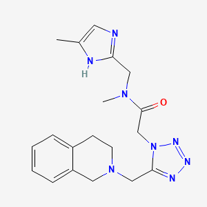 molecular formula C19H24N8O B5026317 2-[5-(3,4-dihydro-2(1H)-isoquinolinylmethyl)-1H-tetrazol-1-yl]-N-methyl-N-[(4-methyl-1H-imidazol-2-yl)methyl]acetamide 