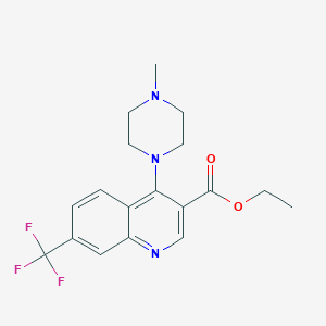 molecular formula C18H20F3N3O2 B502633 Ethyl 4-(4-methyl-1-piperazinyl)-7-(trifluoromethyl)-3-quinolinecarboxylate 