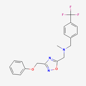 molecular formula C19H18F3N3O2 B5026366 N-methyl-1-[3-(phenoxymethyl)-1,2,4-oxadiazol-5-yl]-N-[4-(trifluoromethyl)benzyl]methanamine 