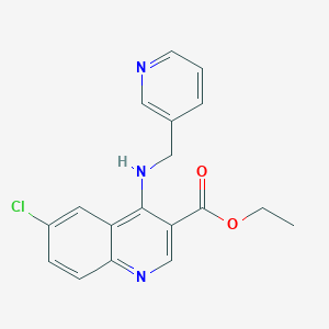 molecular formula C18H16ClN3O2 B502637 Ethyl 6-chloro-4-[(3-pyridinylmethyl)amino]-3-quinolinecarboxylate 