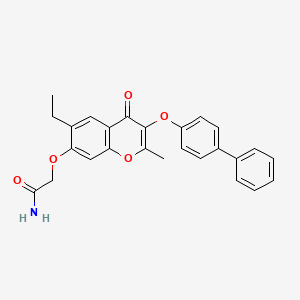 2-{[3-(4-biphenylyloxy)-6-ethyl-2-methyl-4-oxo-4H-chromen-7-yl]oxy}acetamide