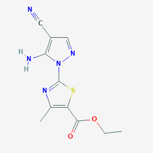 molecular formula C11H11N5O2S B502644 ethyl 2-(5-amino-4-cyano-1H-pyrazol-1-yl)-4-methyl-1,3-thiazole-5-carboxylate CAS No. 956369-38-3