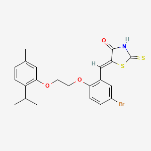 molecular formula C22H22BrNO3S2 B5026467 5-{5-bromo-2-[2-(2-isopropyl-5-methylphenoxy)ethoxy]benzylidene}-2-thioxo-1,3-thiazolidin-4-one 