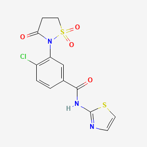 molecular formula C13H10ClN3O4S2 B5026482 4-chloro-3-(1,1-dioxido-3-oxo-2-isothiazolidinyl)-N-1,3-thiazol-2-ylbenzamide 