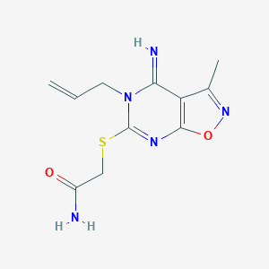 molecular formula C11H13N5O2S B502653 2-[(5-Allyl-4-imino-3-methyl-4,5-dihydroisoxazolo[5,4-d]pyrimidin-6-yl)sulfanyl]acetamide 