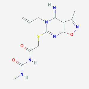 molecular formula C13H16N6O3S B502654 N-{[(5-allyl-4-imino-3-methyl-4,5-dihydroisoxazolo[5,4-d]pyrimidin-6-yl)sulfanyl]acetyl}-N'-methylurea 