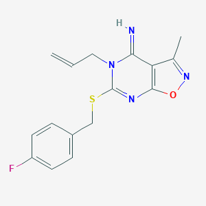molecular formula C16H15FN4OS B502655 5-allyl-6-[(4-fluorobenzyl)sulfanyl]-3-methylisoxazolo[5,4-d]pyrimidin-4(5H)-imine 