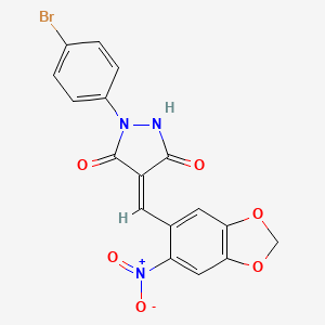 molecular formula C17H10BrN3O6 B5026560 1-(4-bromophenyl)-4-[(6-nitro-1,3-benzodioxol-5-yl)methylene]-3,5-pyrazolidinedione 