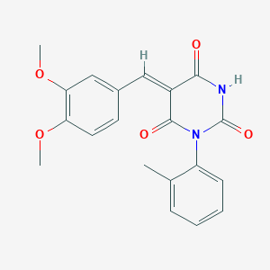 molecular formula C20H18N2O5 B5026567 5-(3,4-dimethoxybenzylidene)-1-(2-methylphenyl)-2,4,6(1H,3H,5H)-pyrimidinetrione 