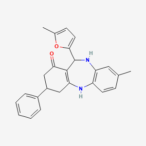 molecular formula C25H24N2O2 B5026569 8-methyl-11-(5-methyl-2-furyl)-3-phenyl-2,3,4,5,10,11-hexahydro-1H-dibenzo[b,e][1,4]diazepin-1-one 