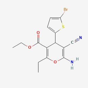 molecular formula C15H15BrN2O3S B5026621 ethyl 6-amino-4-(5-bromo-2-thienyl)-5-cyano-2-ethyl-4H-pyran-3-carboxylate 