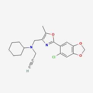 molecular formula C21H23ClN2O3 B5026637 N-{[2-(6-chloro-1,3-benzodioxol-5-yl)-5-methyl-1,3-oxazol-4-yl]methyl}-N-2-propyn-1-ylcyclohexanamine 