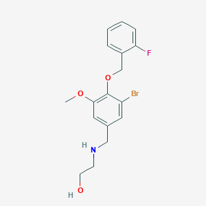 molecular formula C17H19BrFNO3 B502664 2-({3-Bromo-4-[(2-fluorobenzyl)oxy]-5-methoxybenzyl}amino)ethanol 