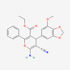 ethyl 6-amino-5-cyano-4-(7-methoxy-1,3-benzodioxol-5-yl)-2-phenyl-4H-pyran-3-carboxylate